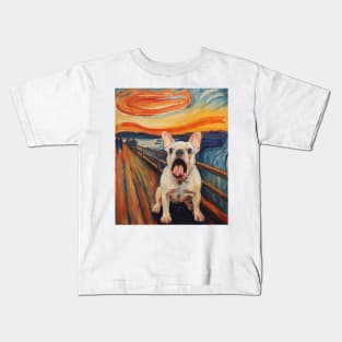 White French Bulldog The Scream Classic Paintings Kids T-Shirt